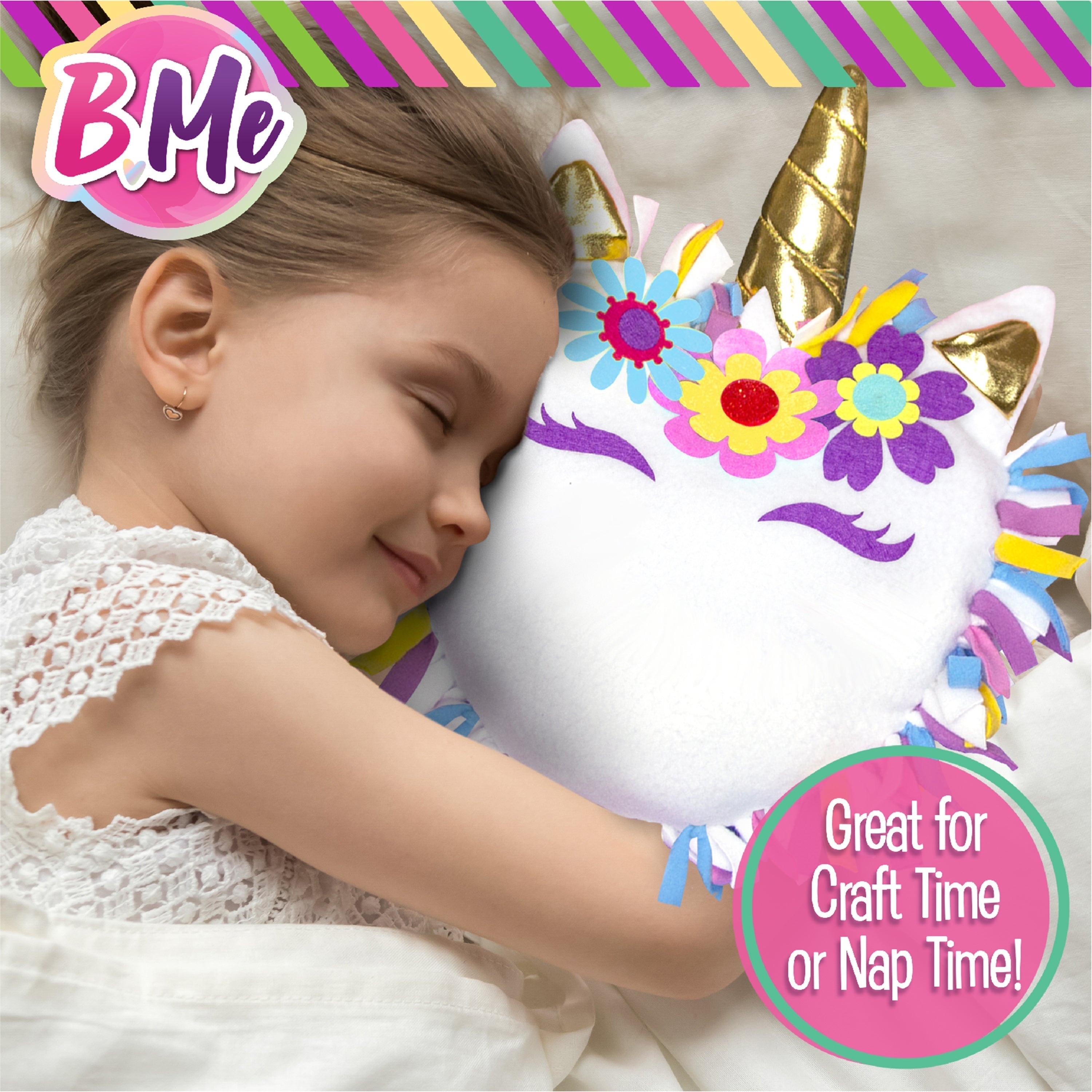 B Me DIY Unicorn Pillow Kit for Girls - No Sew Unicorn Throw Pillow - BM-DIYUNIPILL-61427