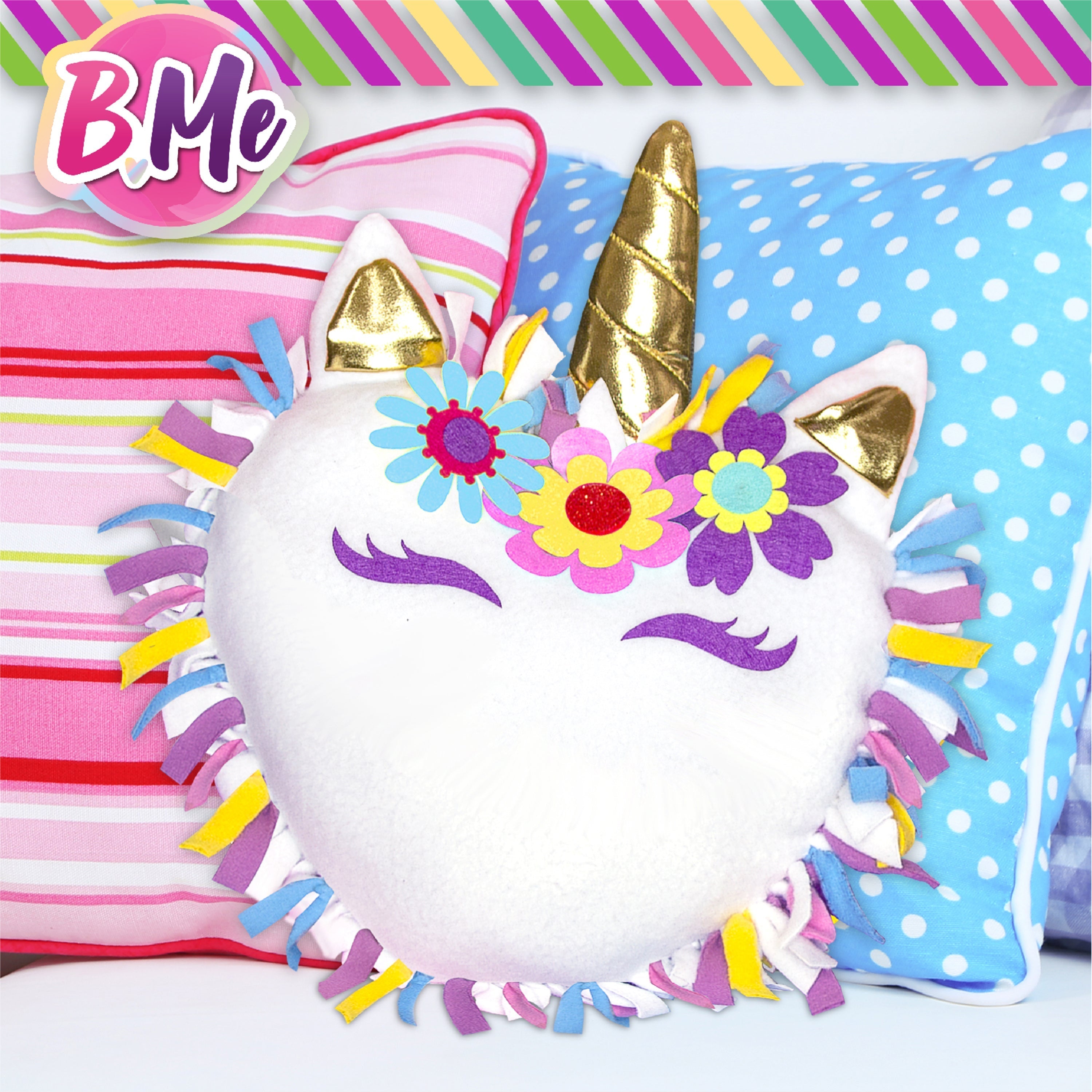 B Me DIY Unicorn Pillow Kit for Girls - No Sew Unicorn Throw Pillow - BM-DIYUNIPILL-61427