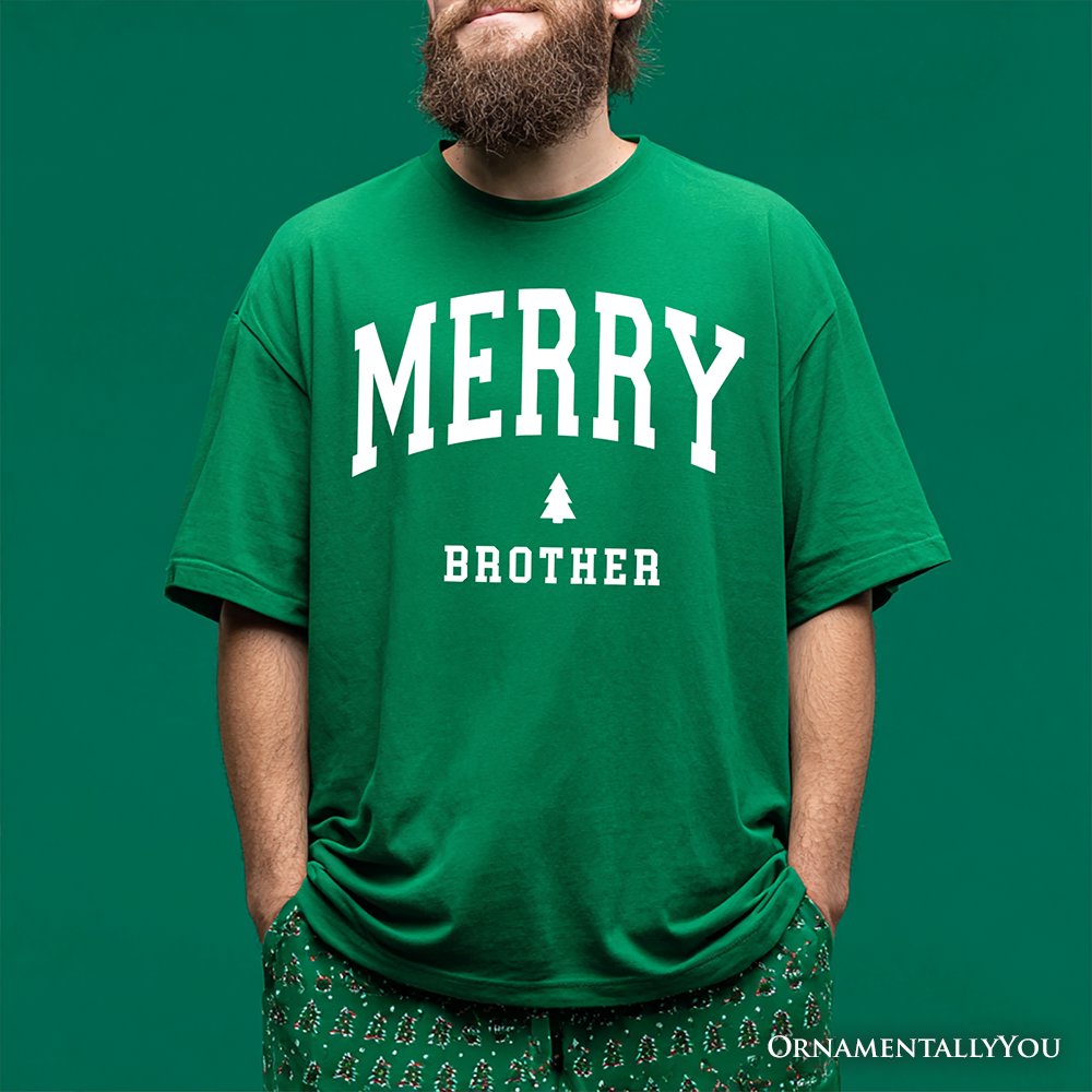 Merry Brother Retro Christmas T-Shirt, Matching Family Holiday Tee
