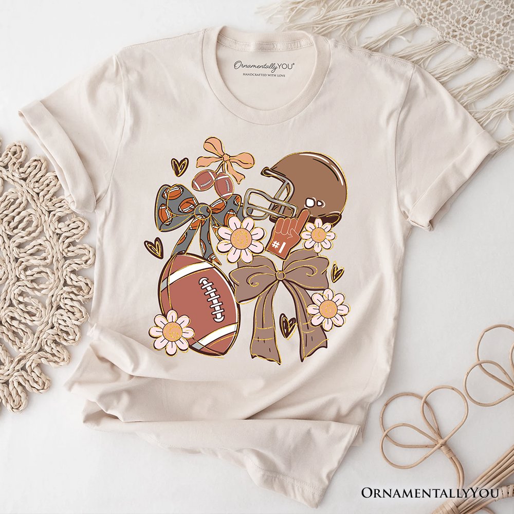 Football Mom Coquette Bow Daisy T-Shirt, Retro Fall Game Day Preppy Tee