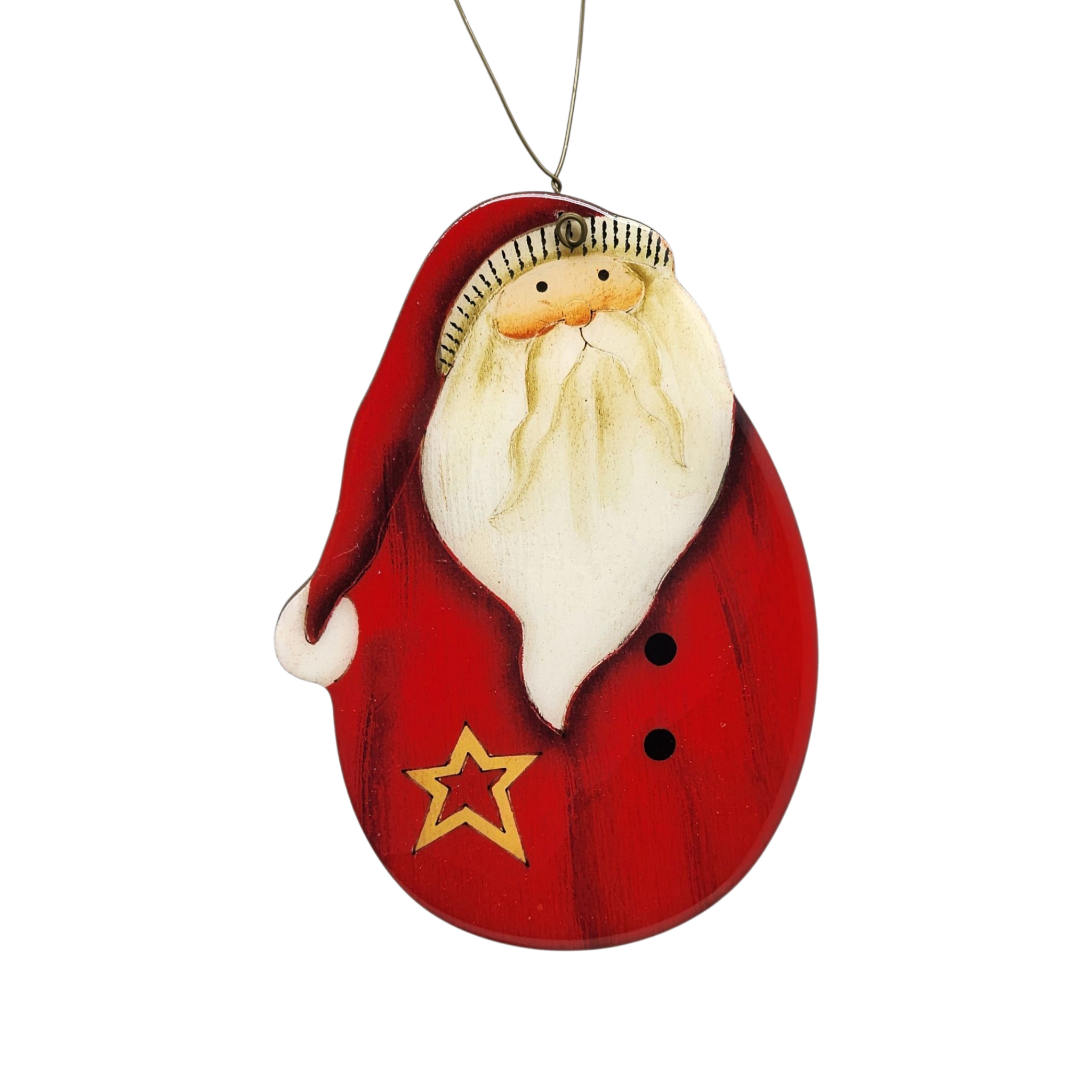 Cheerful Santa with Star Accent Ornament