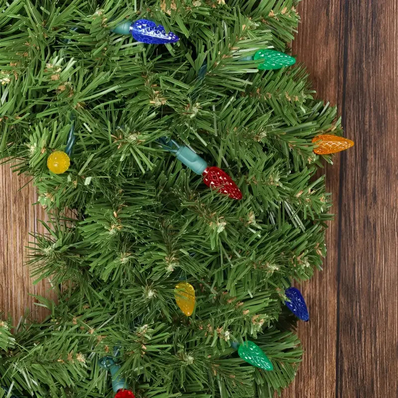 100 C6 Multicolor LED Christmas Lights, 4" Spacing