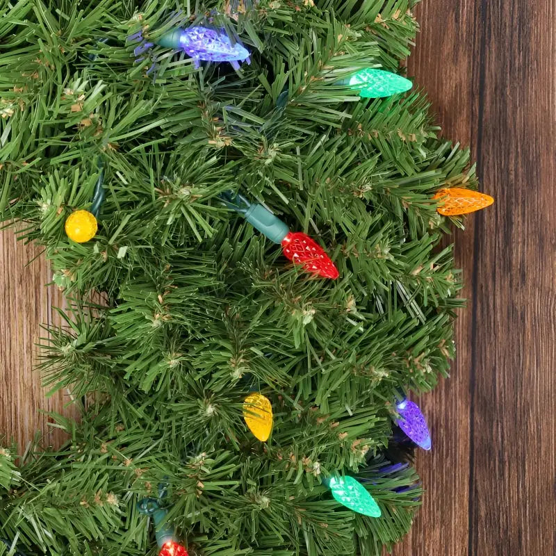 100 C6 Multicolor LED Christmas Lights, 4" Spacing