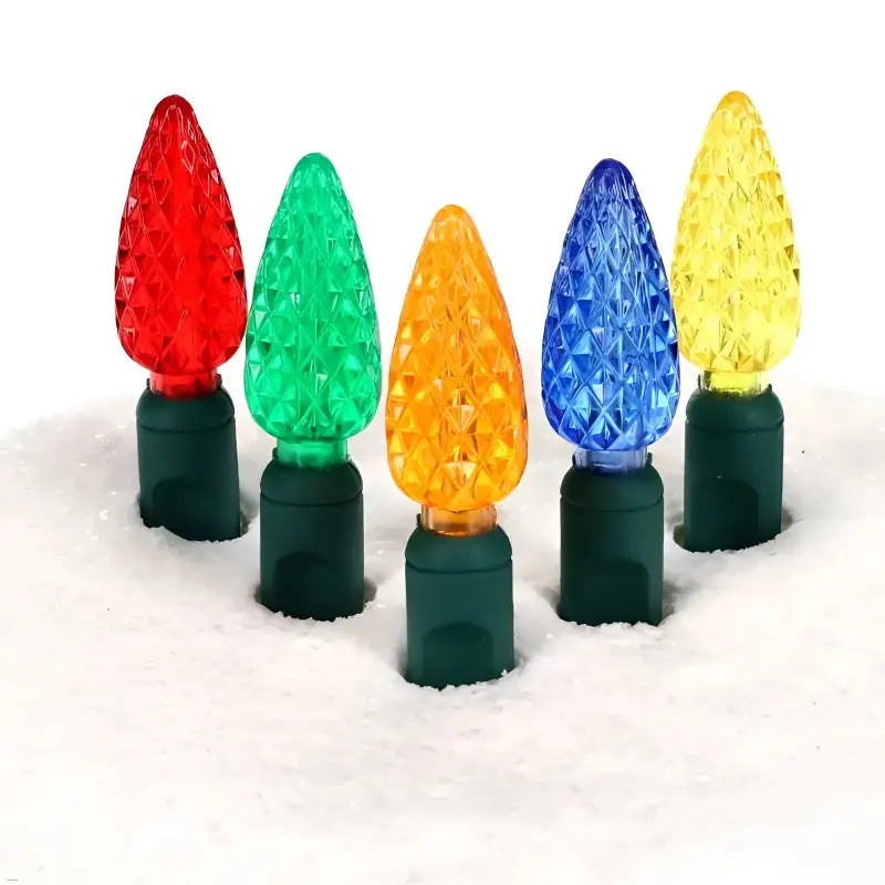 100 C6 Multicolor LED Christmas Lights, 4" Spacing