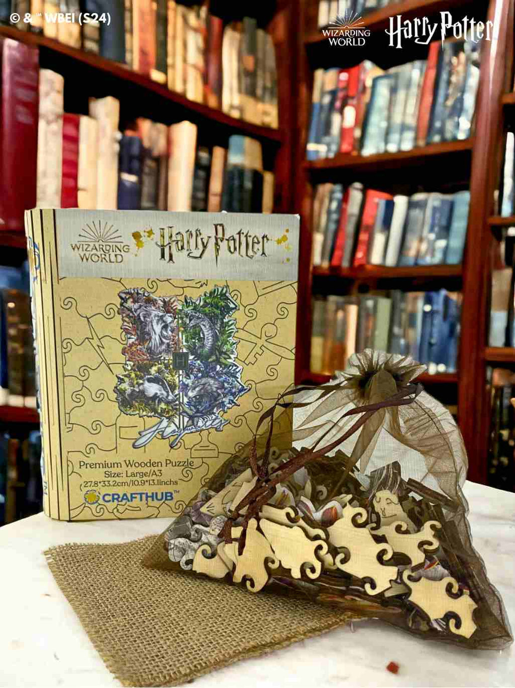 Harry Potter - Hogwarts Crests - Utilitarian Romance Wooden Jigsaw Puzzle