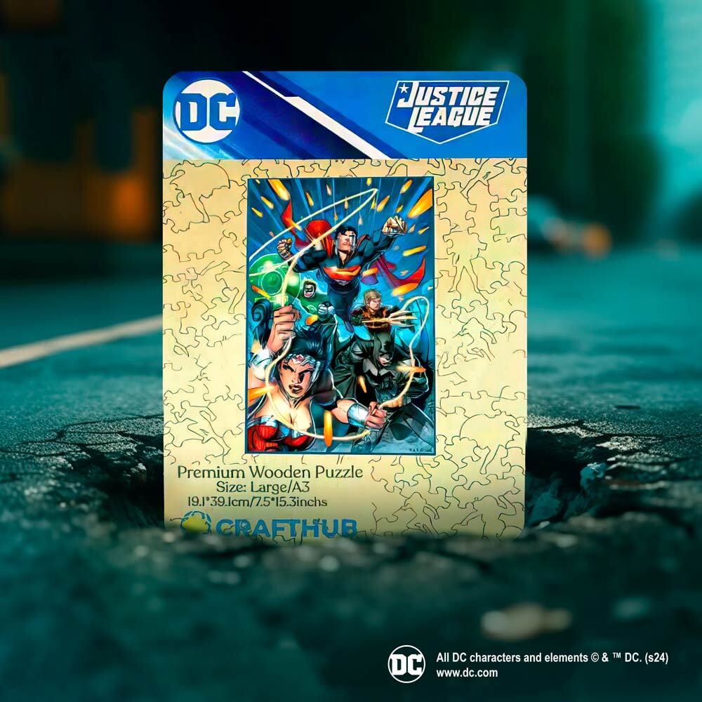 Justice League Heroes Assemble - The Battle Begins Wooden Jigsaw Puzzle