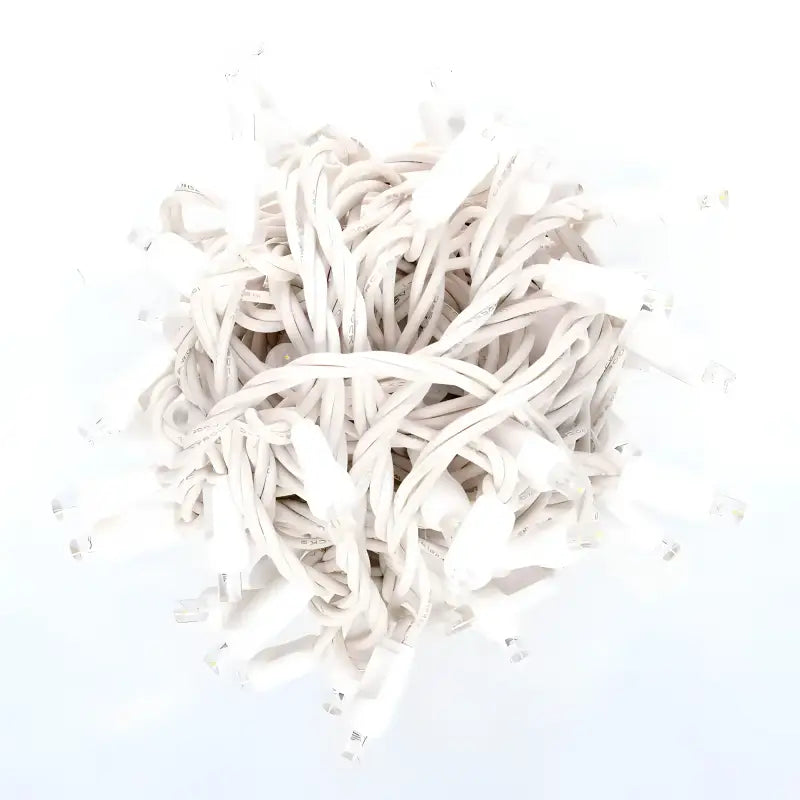 50 5mm ColorSplash Champagne Warm White, Pure White, Cool White LED Christmas Lights, 6" Spacing, White Wire