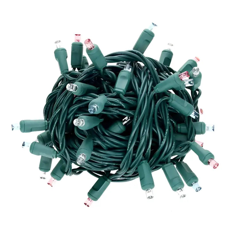 50 5mm ColorSplash Cotton Candy Pink, Cool White, Teal LED Christmas Lights, 6" Spacing