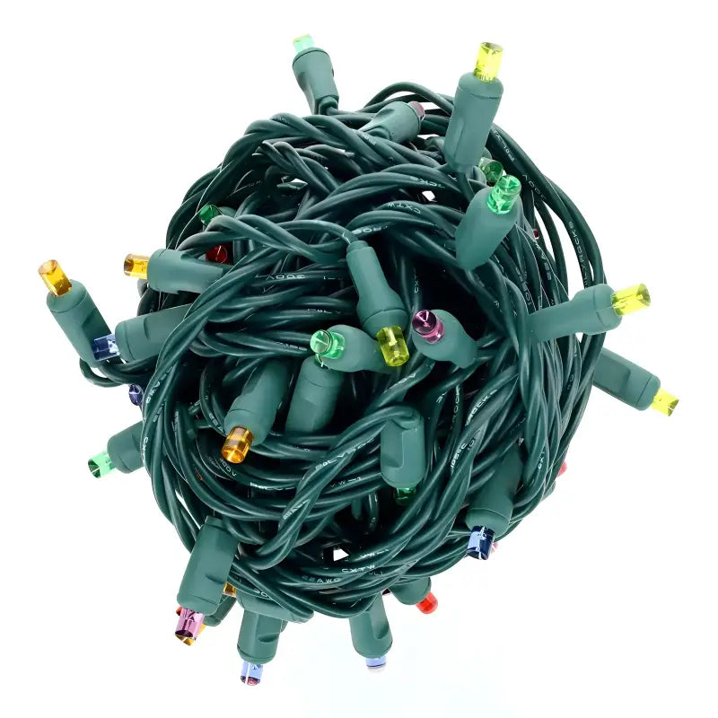 50 5mm ColorSplash Rainbow Red, Orange, Gold, Green, Blue, and Purple LED Christmas Lights, 6" Spacing