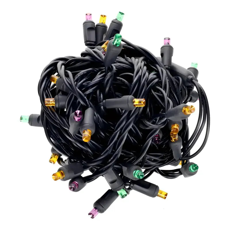 50 5mm ColorSplash Spooky Green, Orange, Purple LED Christmas Lights, 6" Spacing