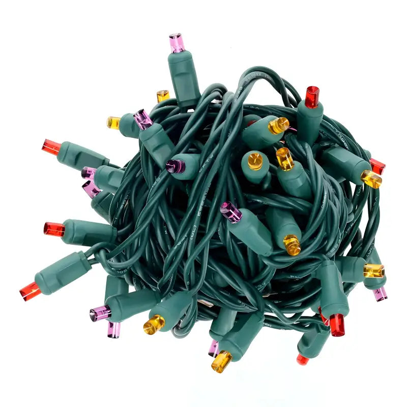 50 5mm ColorSplash Victorian Red, Orange, Purple LED Christmas Lights, 6" Spacing