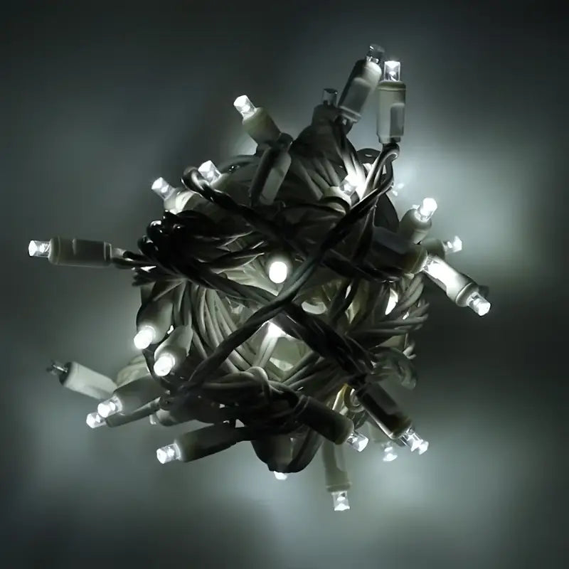 50 5mm Cool White QuadSpark Strobing/Static LED Strobe Lights, 6" Spacing, White Wire
