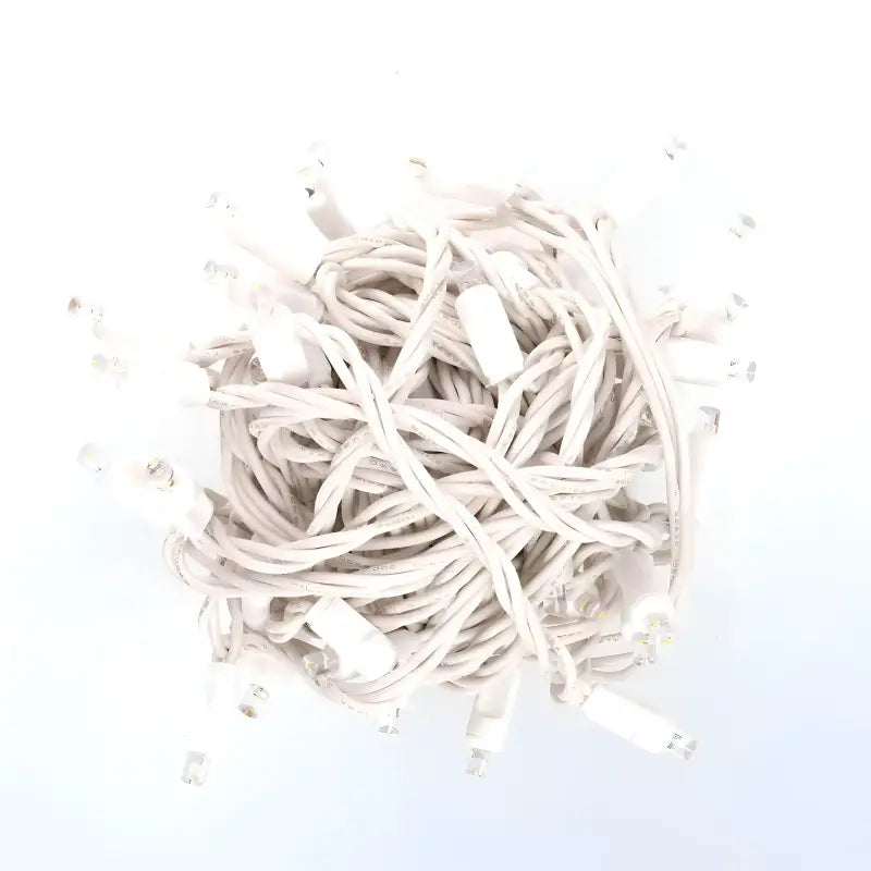 50 5mm Cool White QuadSpark Strobing/Static LED Strobe Lights, 6" Spacing, White Wire