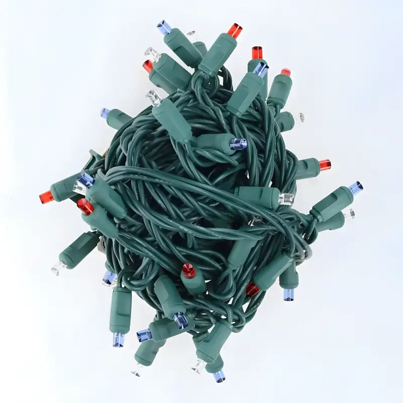 50 5mm Red, Cool White, Blue SuperSpark LED Strobe Lights, 6" Spacing