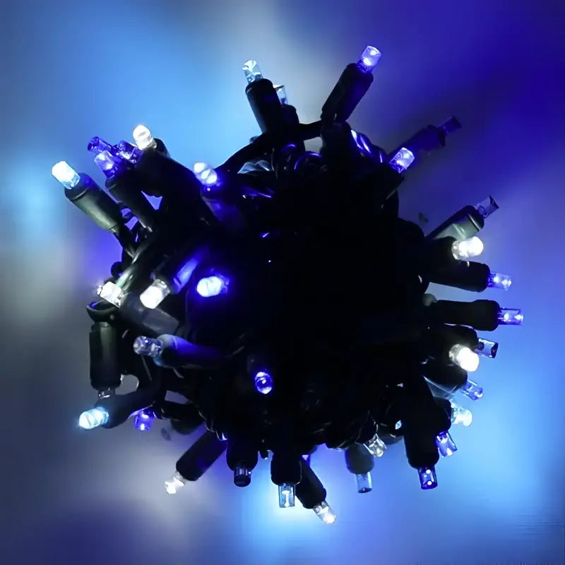70 5mm Arctic Blue, Cool White, Teal DreamSpark Slow Fade LED Christmas Lights, 4" Spacing