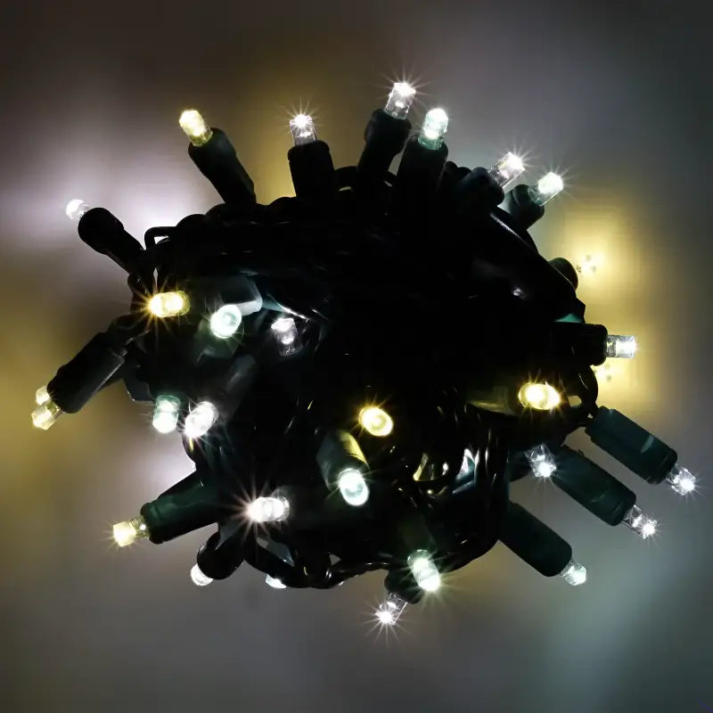 70 5mm Champagne Warm White, Pure White, Cool White DreamSpark Slow Fade LED Christmas Lights, 4" Spacing