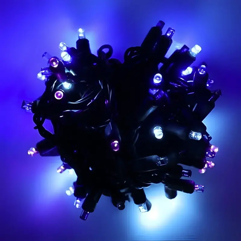 70 5mm ColorSplash Stardust Blue, Purple, Teal DreamSpark Slow Fade LED Christmas Lights, 4" Spacing