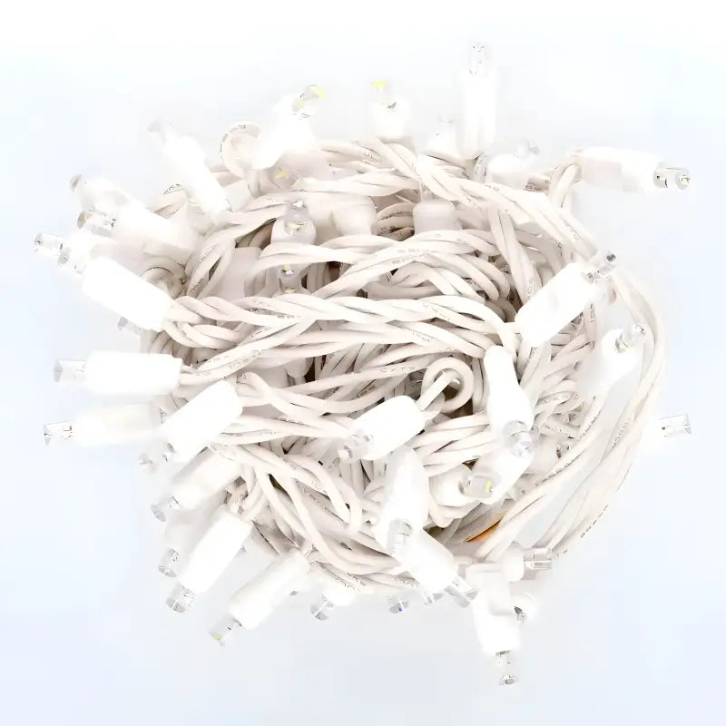 70 5mm Cool White DreamSpark Slow Fade LED Christmas Lights, 4" Spacing, White Wire