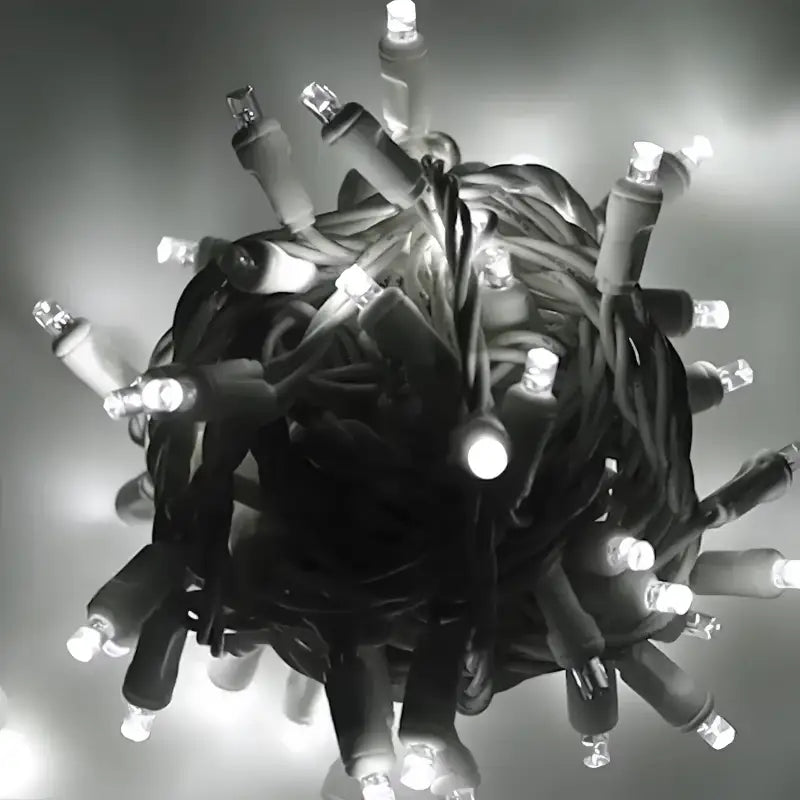 70 5mm Cool White DreamSpark Slow Fade LED Christmas Lights, 4" Spacing, White Wire