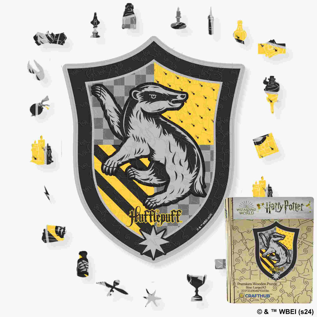 Harry Potter - Hufflepuff Crest - House Prides Wooden Jigsaw Puzzle