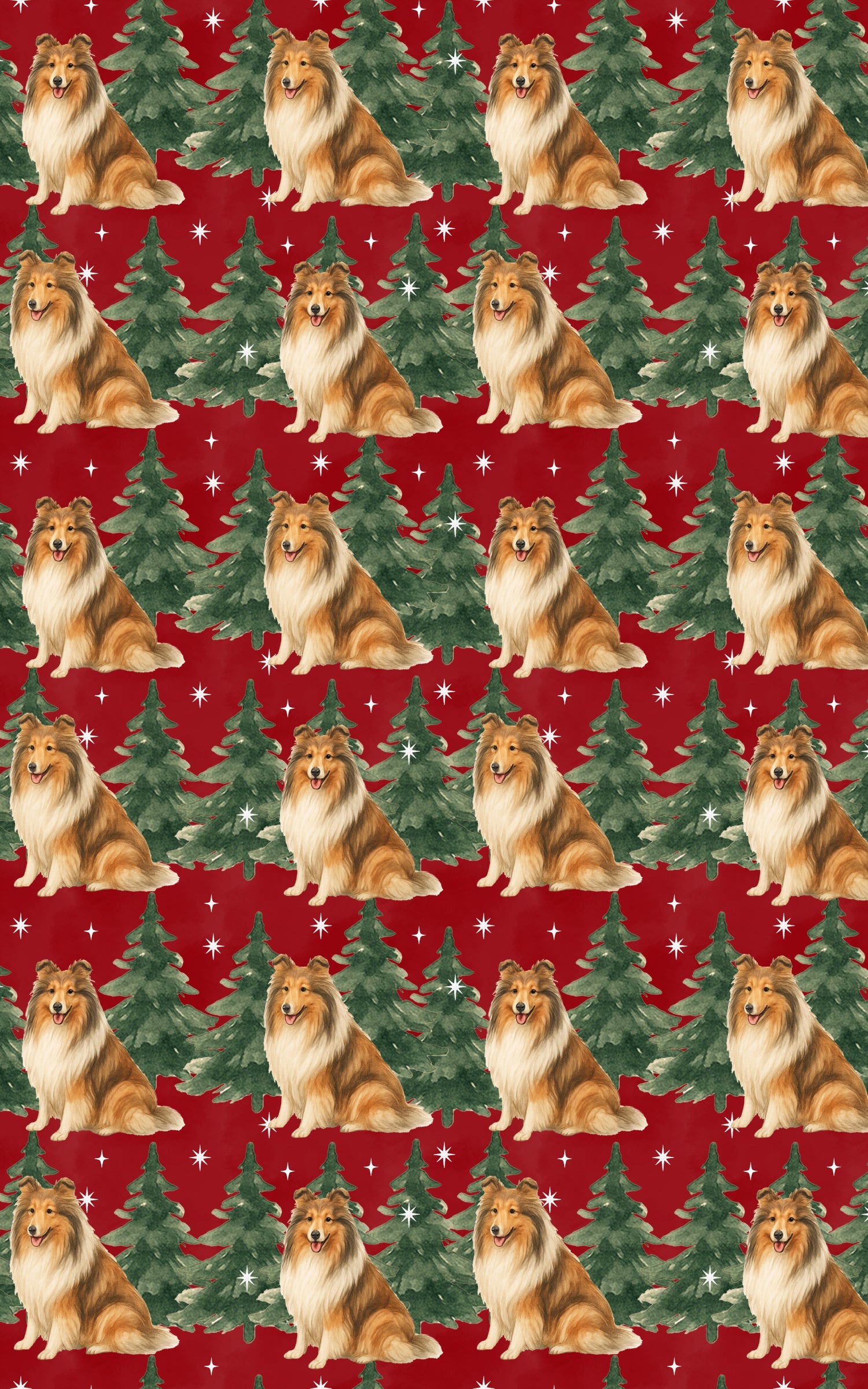 Collie in Winter Pines