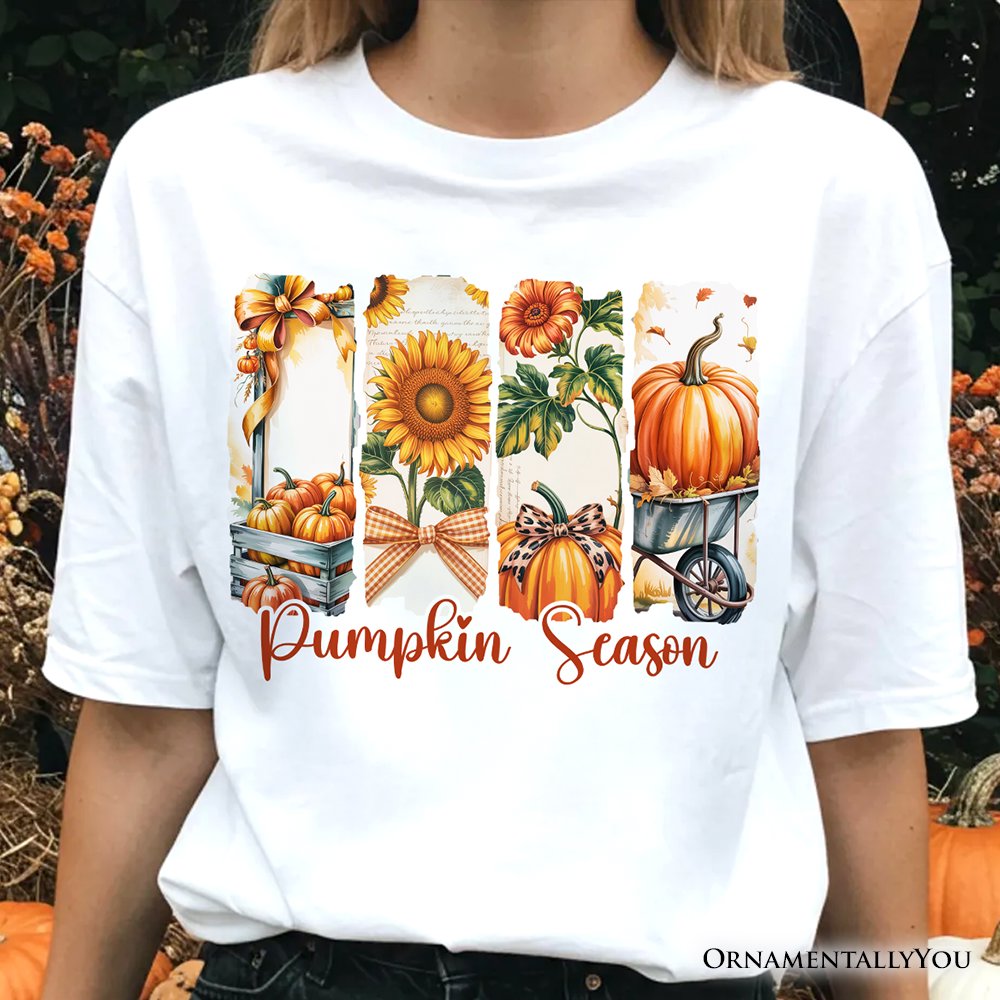 Pumpkin Season T-Shirt, Fall Sunflower Coquette Bow Autumn Tee