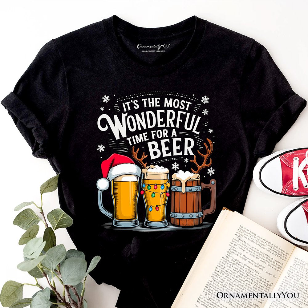 It's The Most Wonderful Time for a Beer T‑Shirt, Funny Holiday Beer Christmas Tee for Festive Drinkers