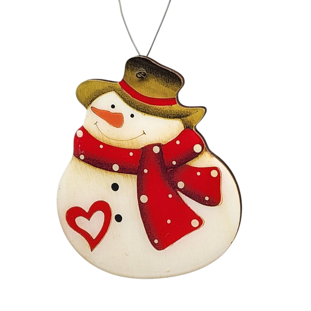 Chubby Snowman Wooden Ornament