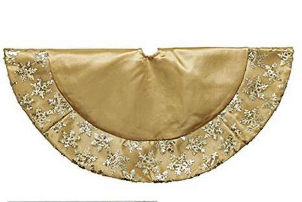Tabletop Tree Skirts With Sequined Snowflake Border - Gold