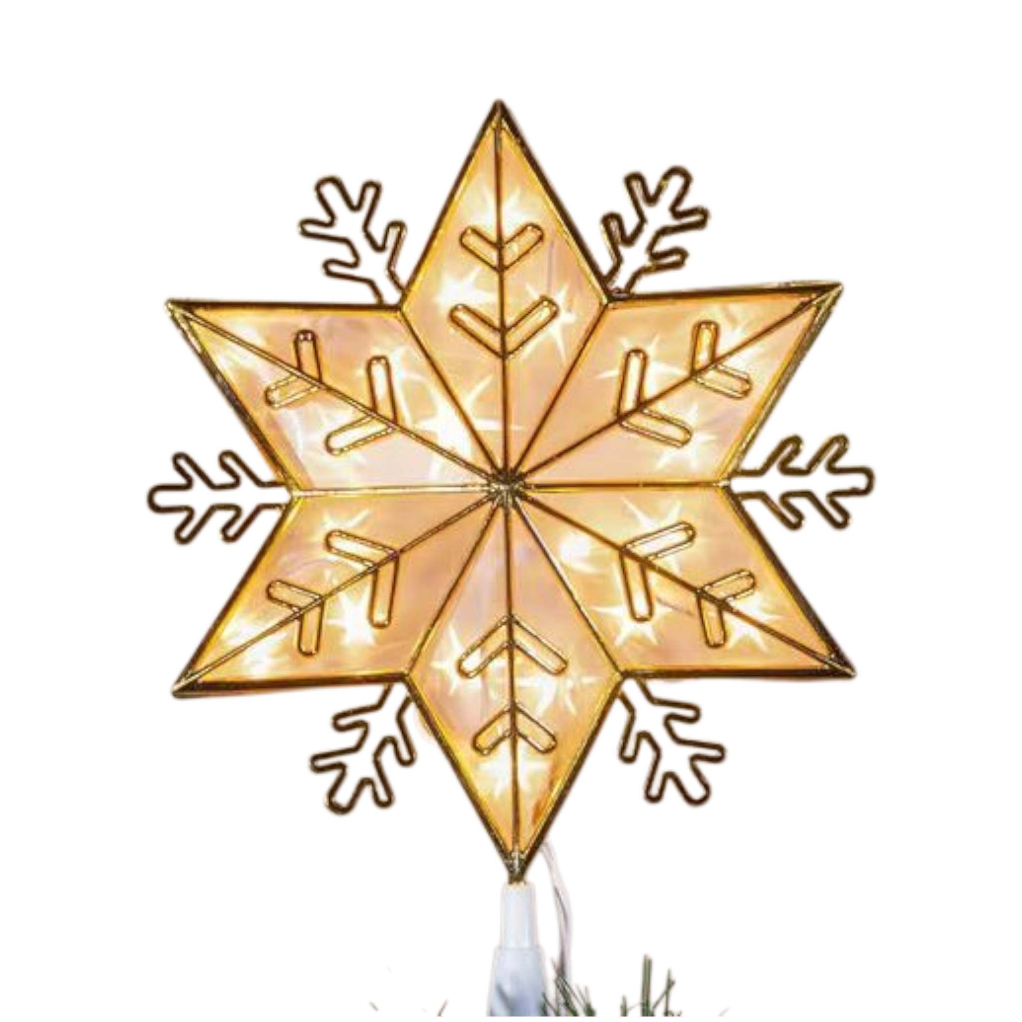 Lighted Snowflake 10" Tree Topper - Gold