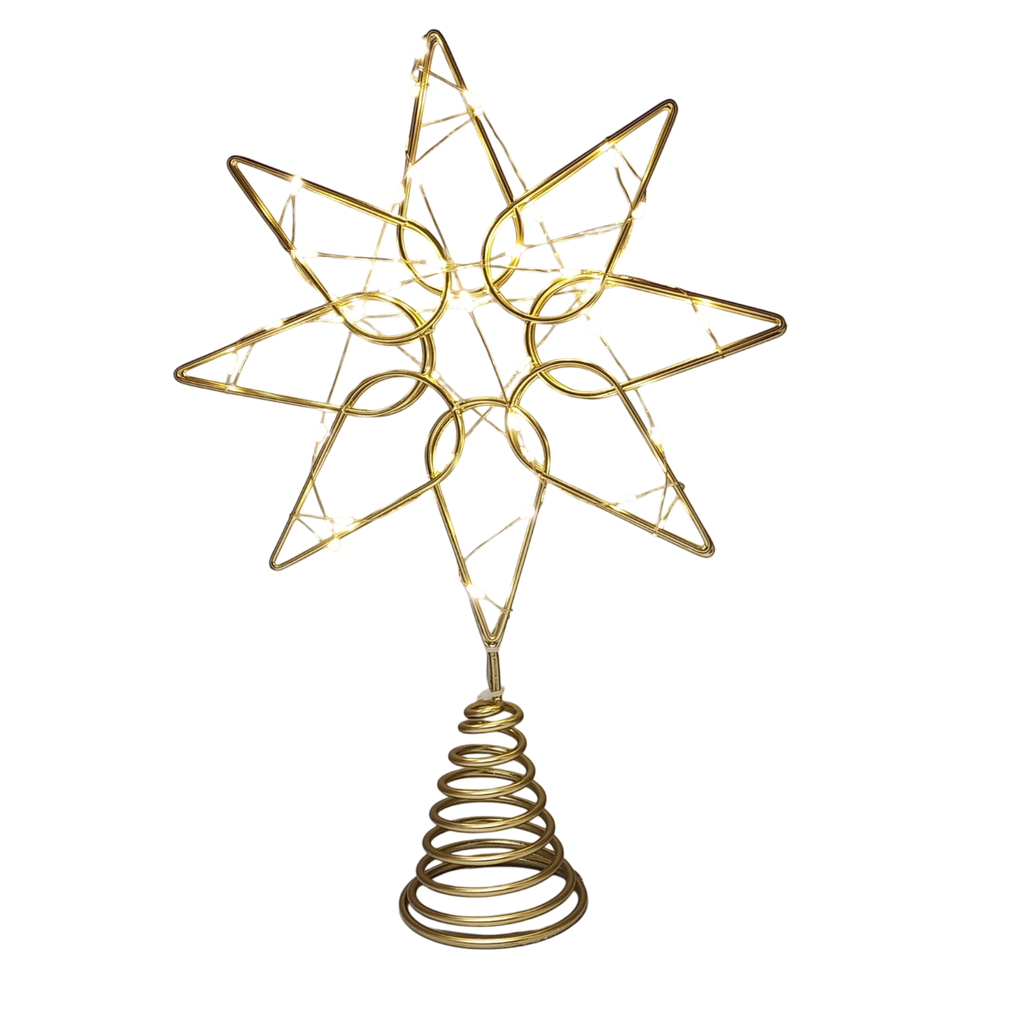Gold Octagram Star - Tree Topper - 13 Inch