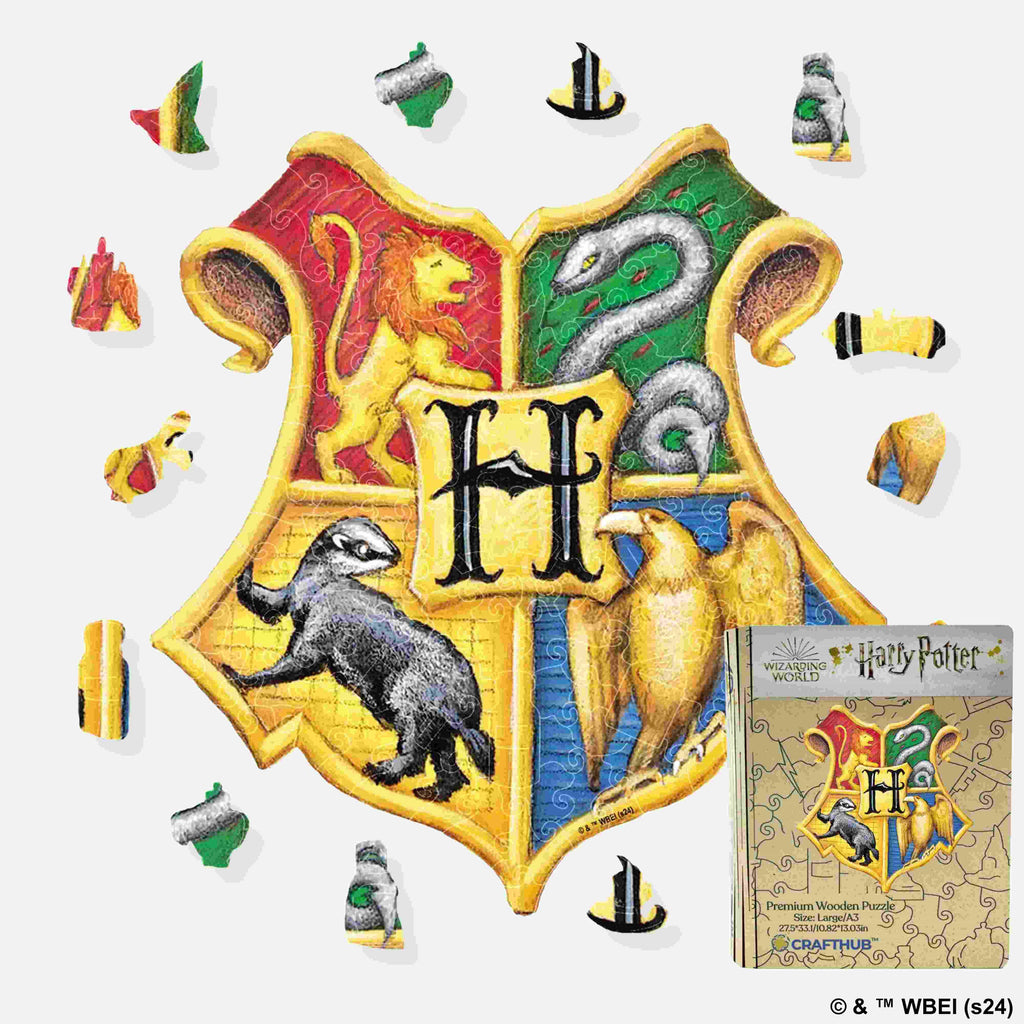 Harry Potter - Hogwarts Crests Wooden Jigsaw Puzzle