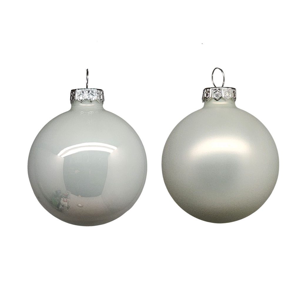 Glass 2.4" Ornaments - 10 piece Set - Winter White
