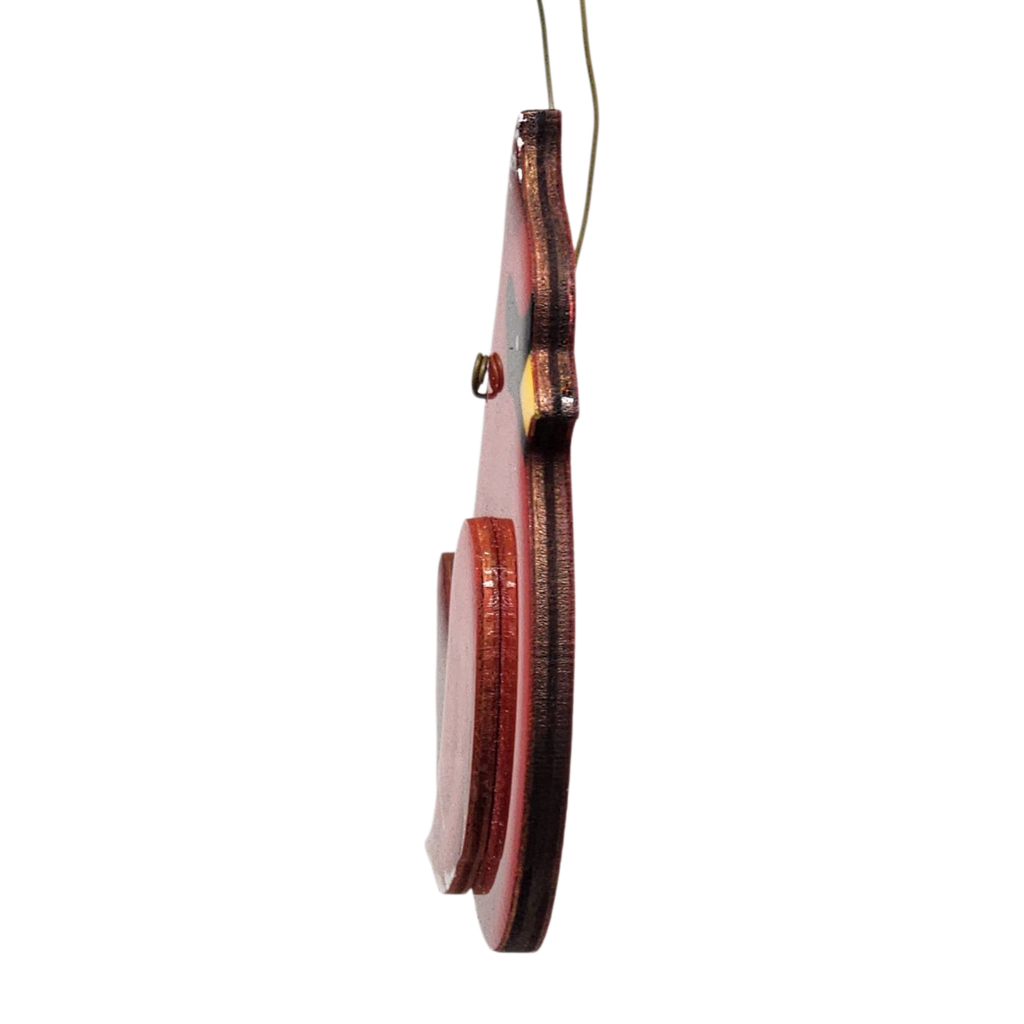 Wooden Cardinal Ornament - In flight Facing Right