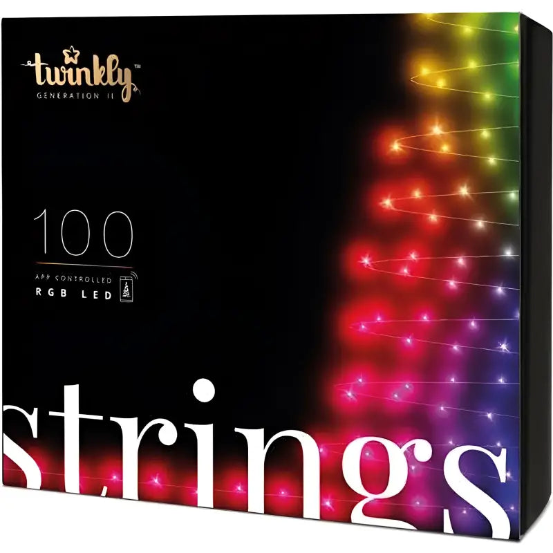 Twinkly App Controlled RGB Christmas Lights, 100 Bulbs, Green Wire
