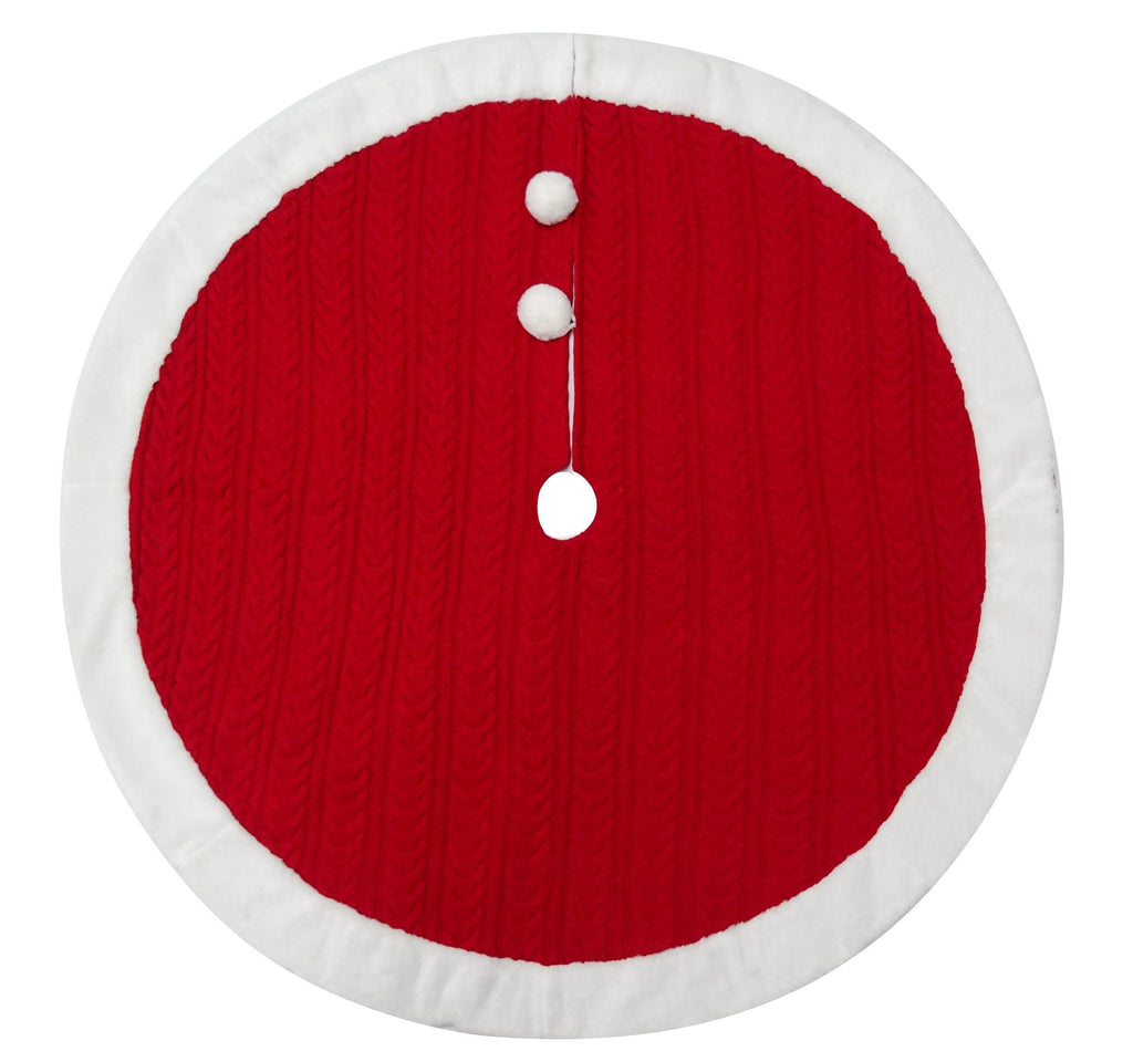Red Cableknit Sweater Treeskirt - 48 Inch