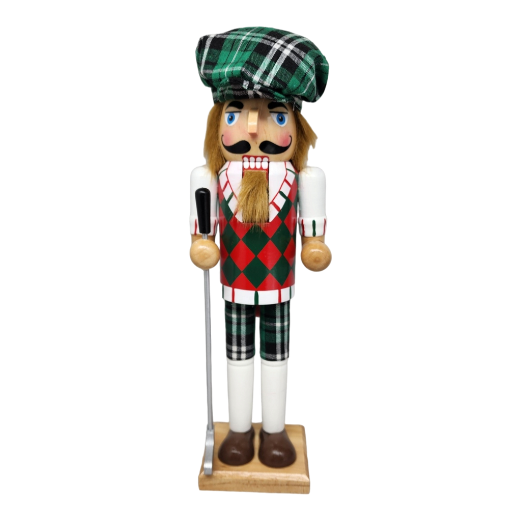 Green Plaid Golfer Nutcracker