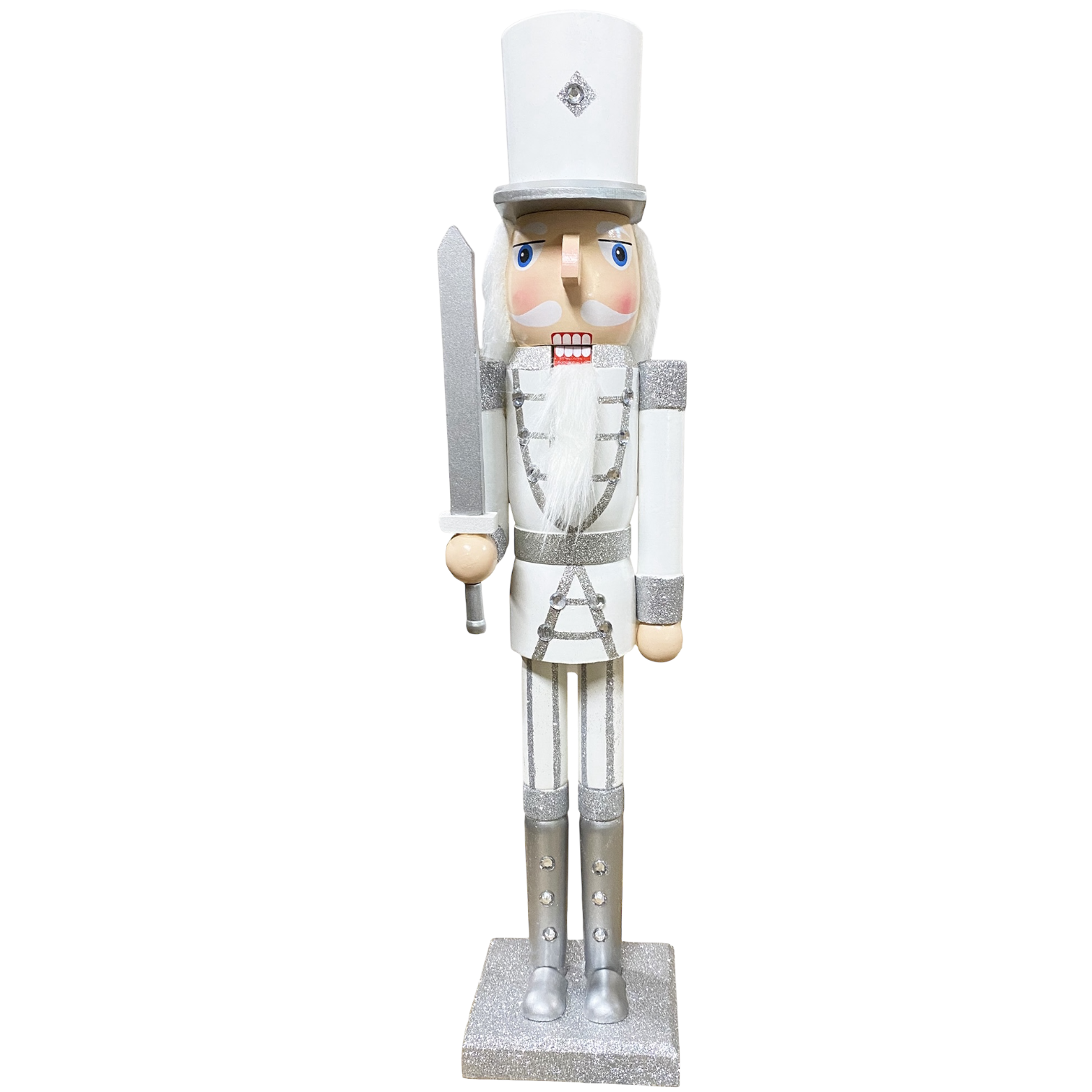 Classic Silver Nutcracker - 2 Feet Tall - with Sword