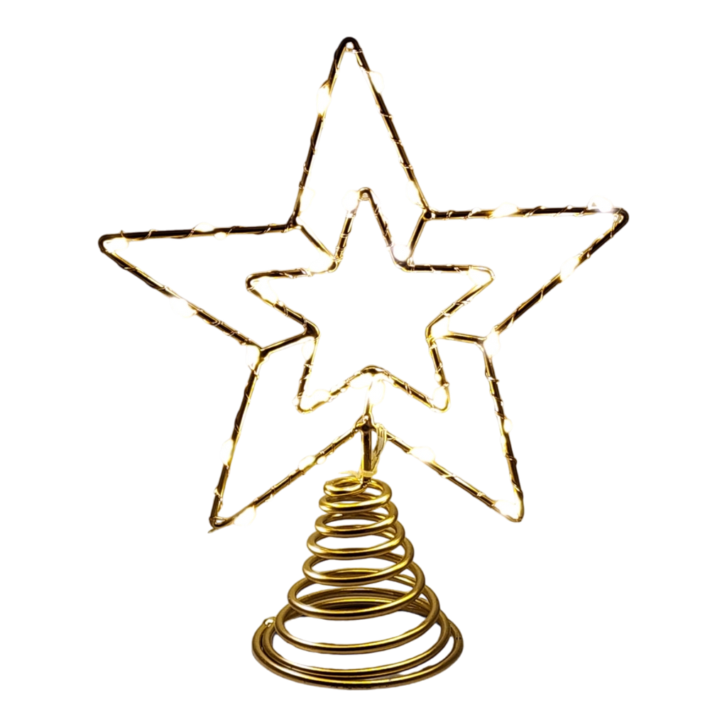 Gold Star Tree Topper with 30 Warm White Lights
