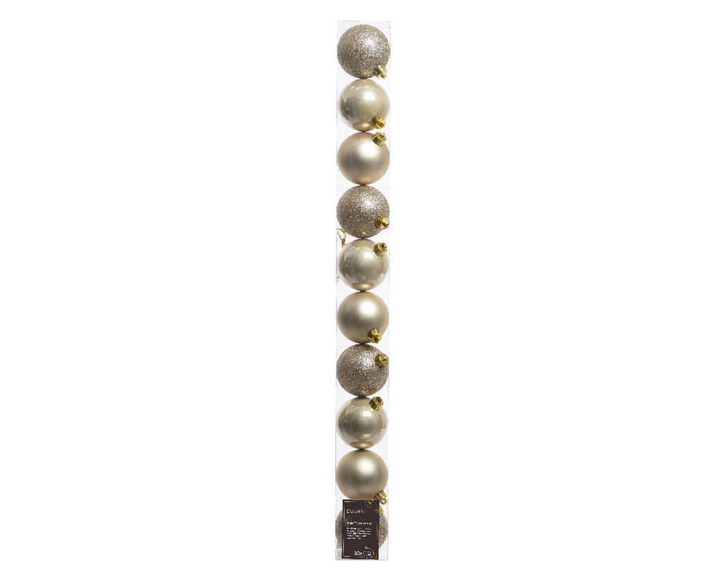 Elegant Assorted Shatterproof Ornaments - Set of 10 - Pearl